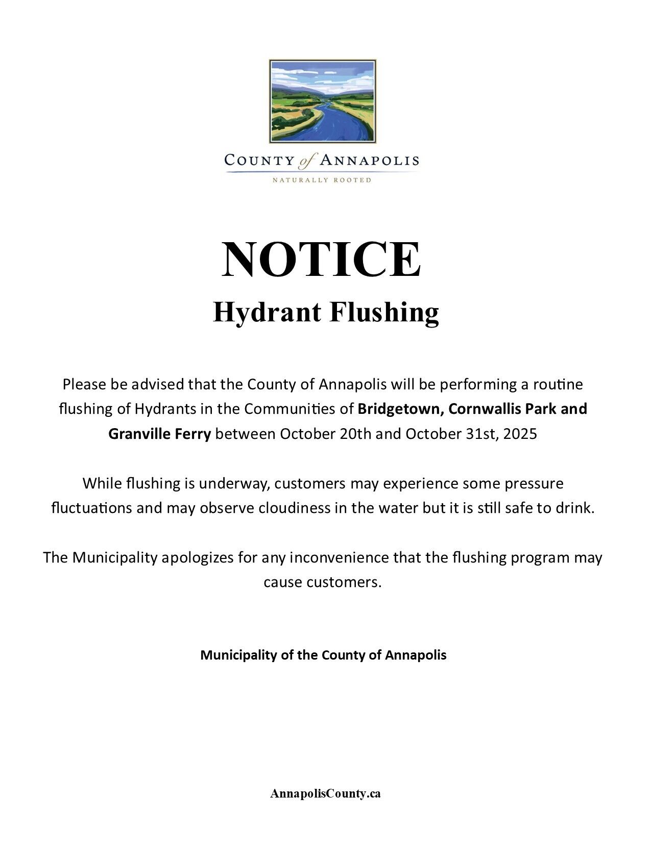 Hydrant Flusing Oct 2025
