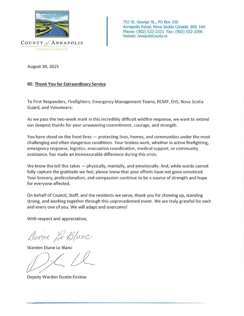 Thank you from Warden and Deputy Warden