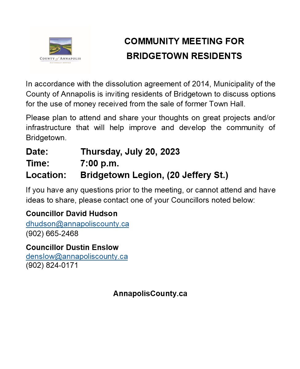Bridgetown Resident meeting July 20 23
