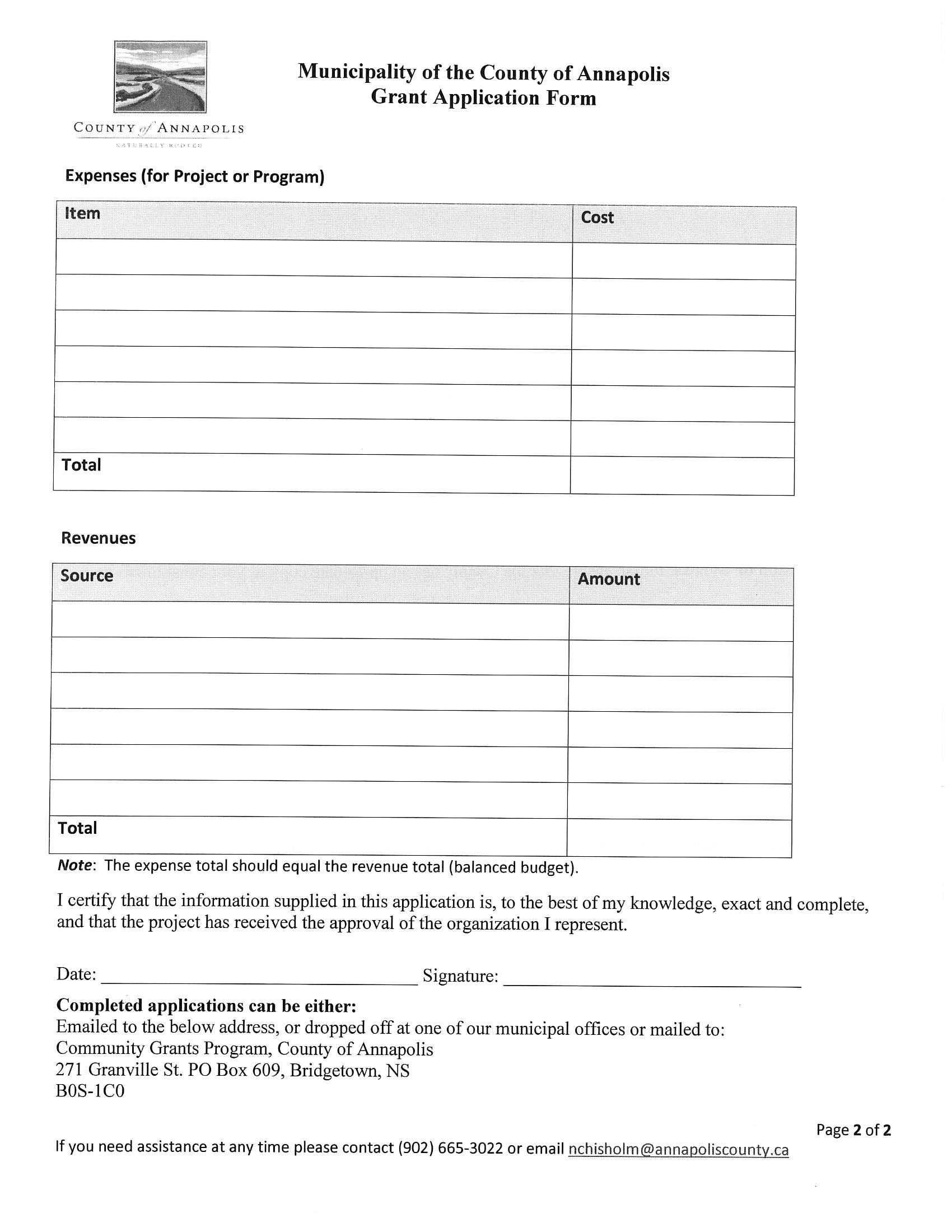 Grant Application page 2
