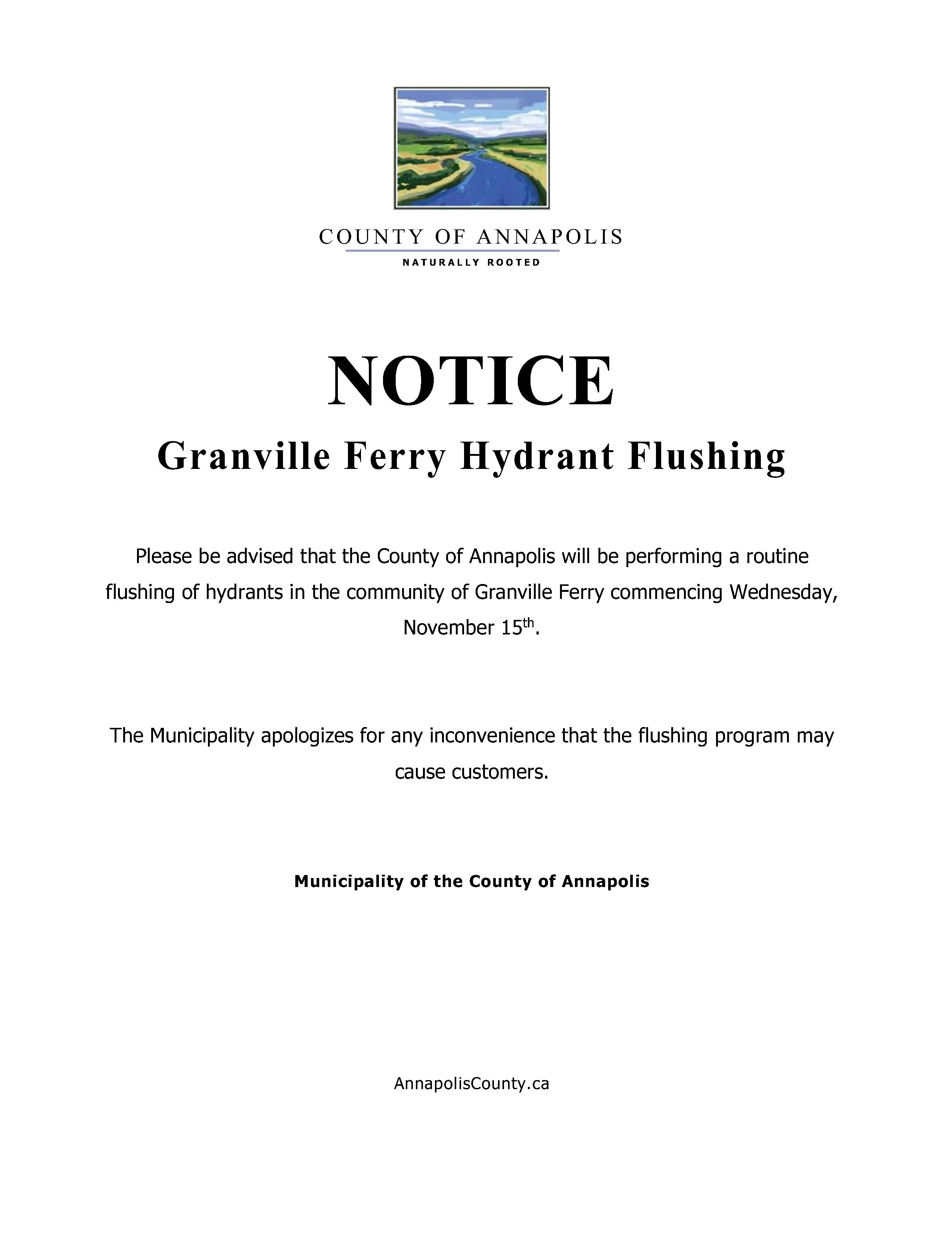 granville ferry flushing Nov 15