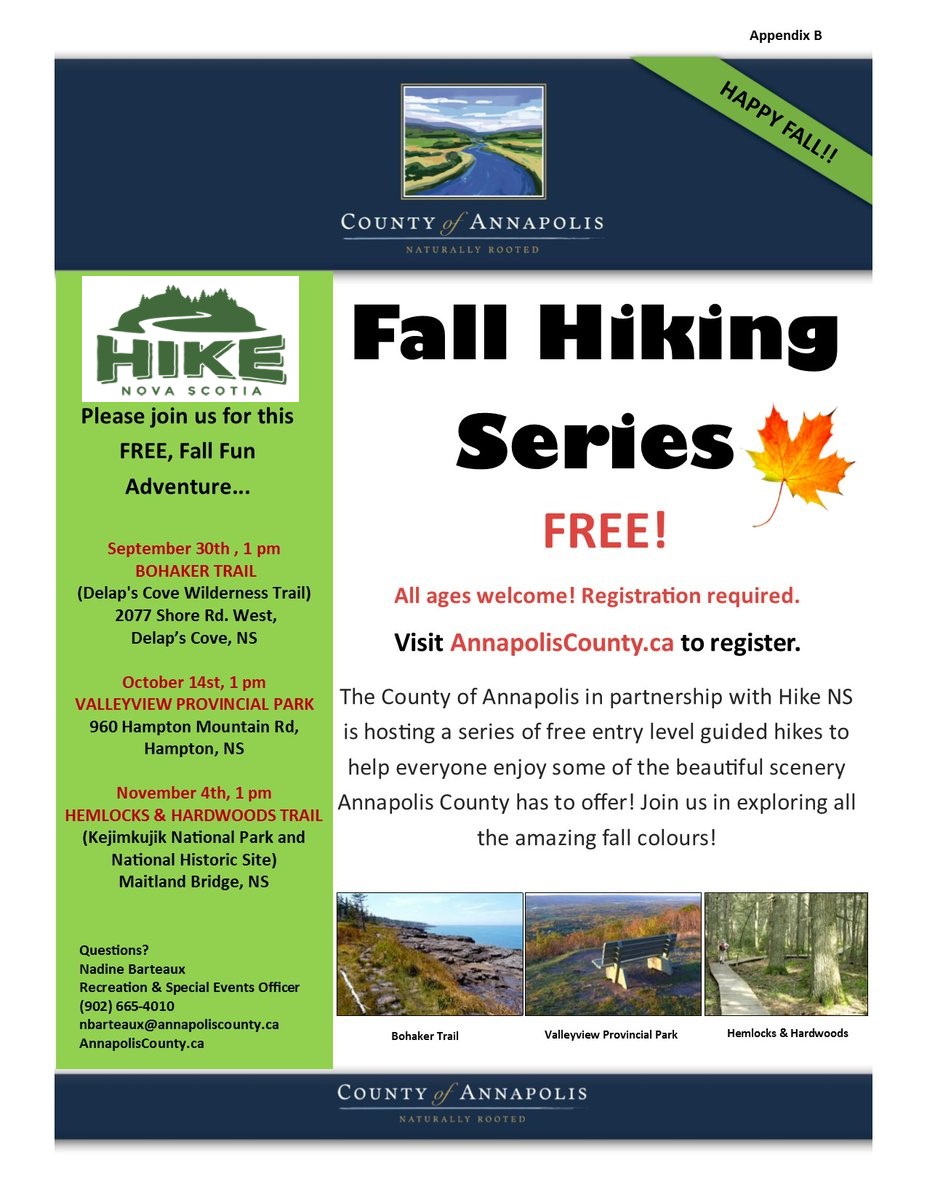 2018 Fall Hiking Series poster with new Hike NS logo